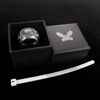 Skull Hobo Nickel Sterling Silver Ring