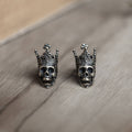 Skull King Crown Sterling Silver Stud Earrings