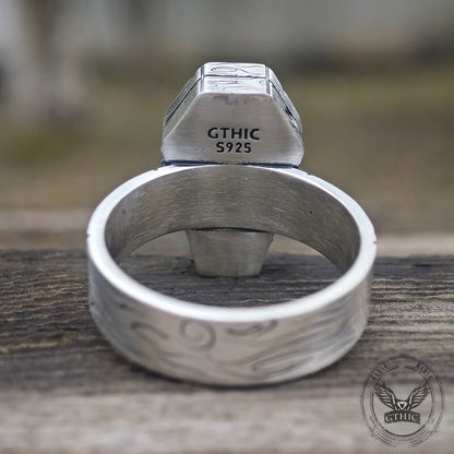 Skull Rose Coffin Sterling Silver Ring