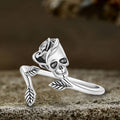 Skull Rose Sterling Silver Open Ring