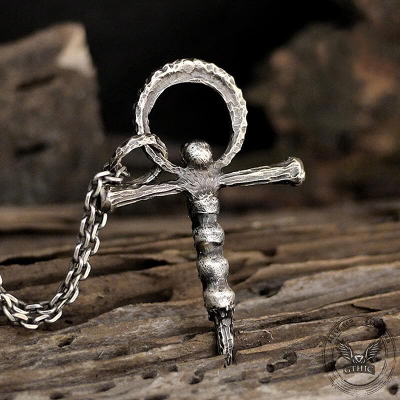 Skulls and Cross Sterling Silver Brass Pendant