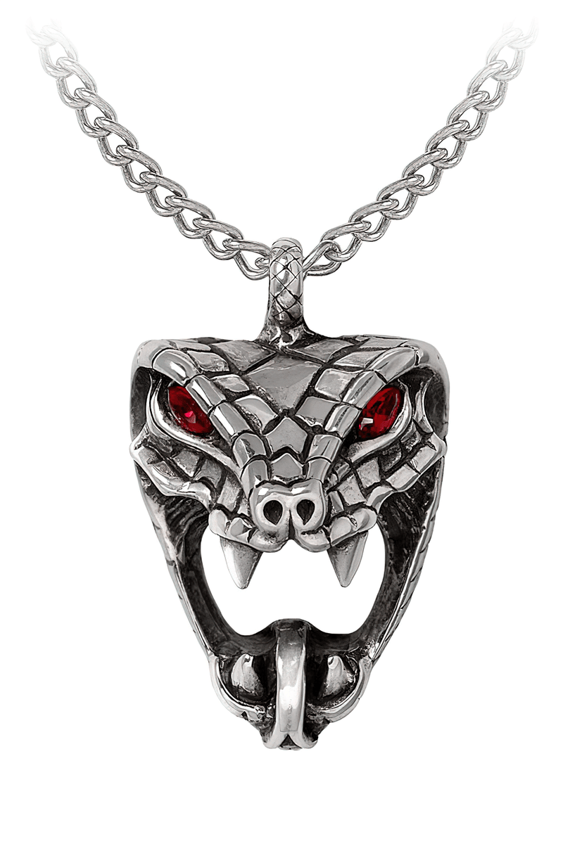 Snake Bite Necklace With Red Crystal Eyes and Chain