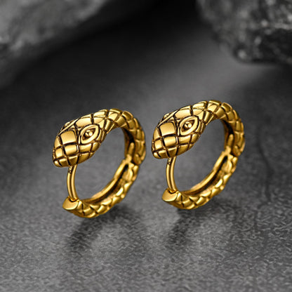 Gothic Snake Huggie Hoop Earrings for