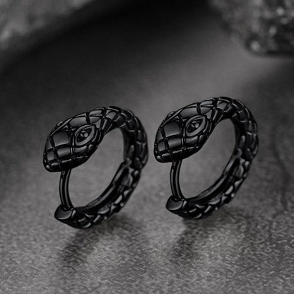 Gothic Snake Huggie Hoop Earrings for