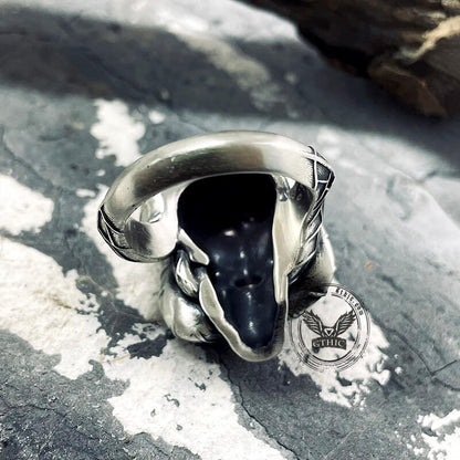 Snake and Skull Sterling Silver Gothic Ring