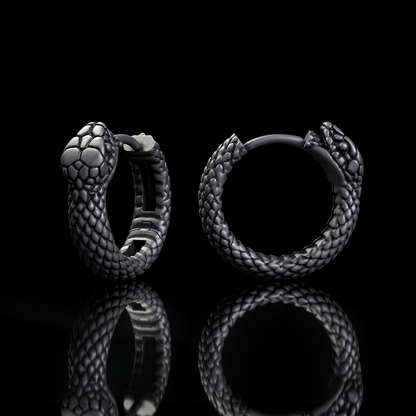 Snake Ouroboros Sterling Silver Huggie Earrings