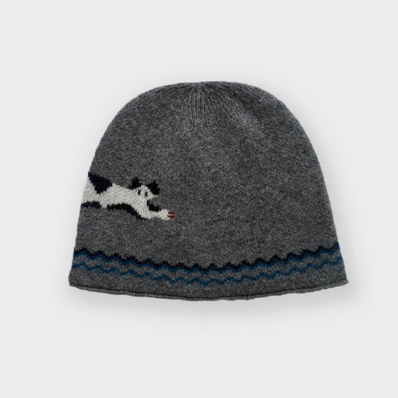 Soft Kitten Jacquard Pure Wool Knitted Beanie Hat