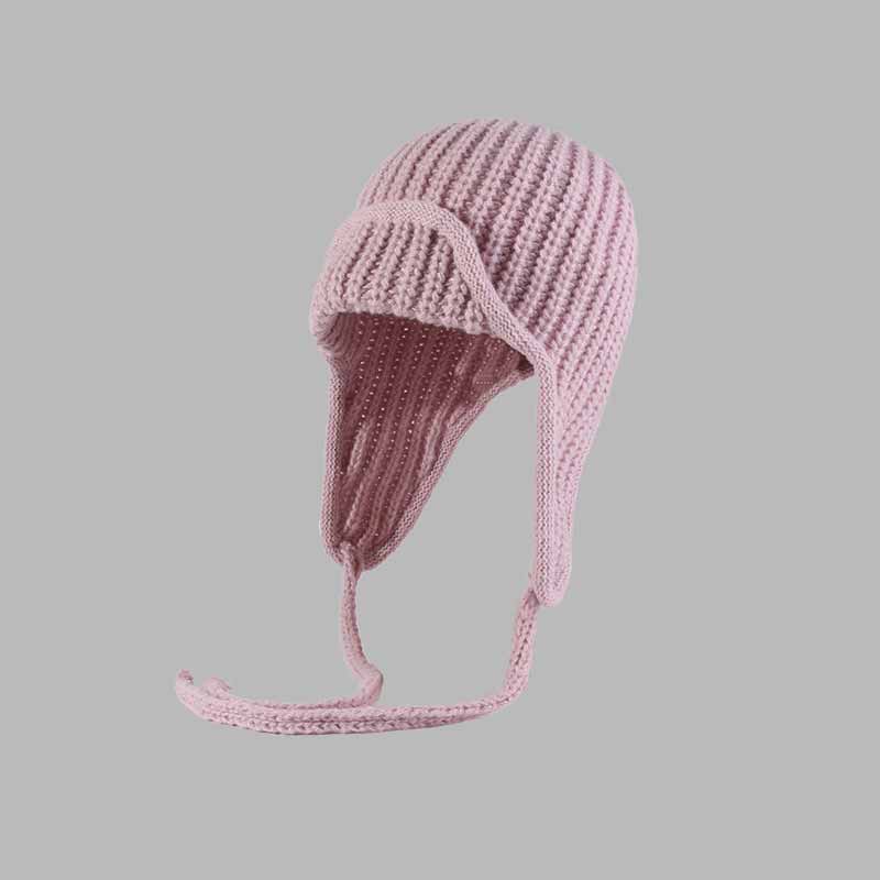 Color All-match Lace-up Knitted Beanie Hat