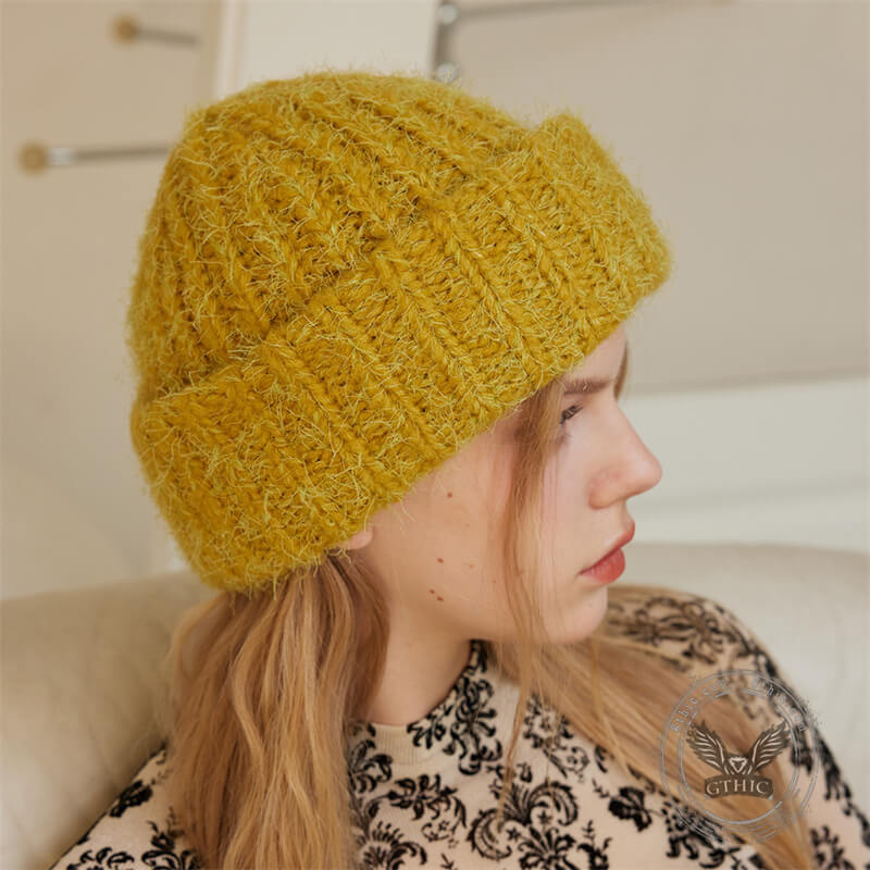 Color Wool-blend Chunky Knitted Beanie Hat
