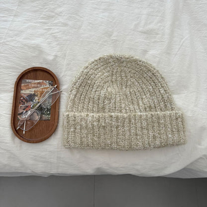 Color Wool-blend Chunky Knitted Beanie Hat