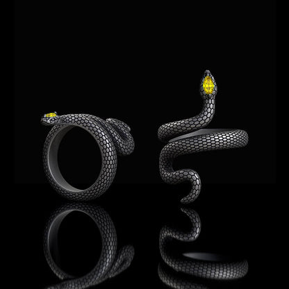 Sorcerer Serpent Zircon Sterling Silver Ring
