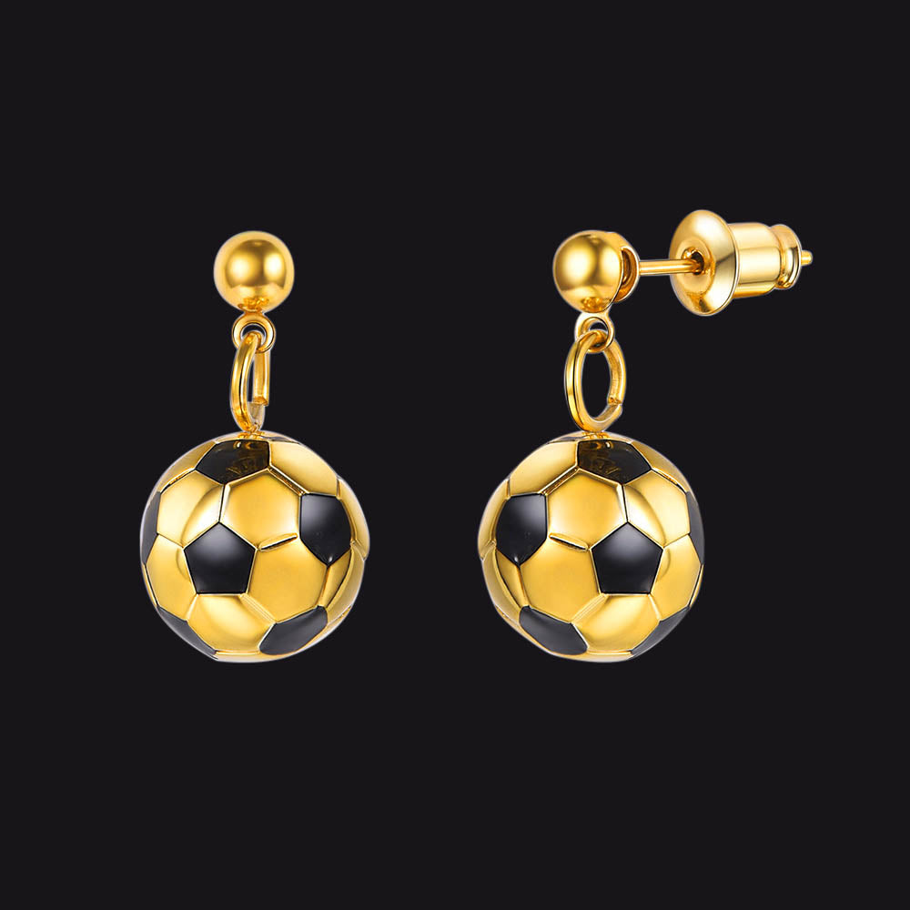 Soccer Sport Drop Stud Earrings for