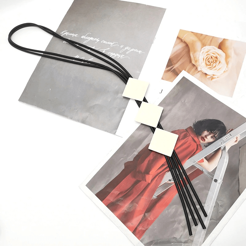 Square Wood Pendant Necklaces for / Elasticity Rubber Long Necklace / Clothes Accessories