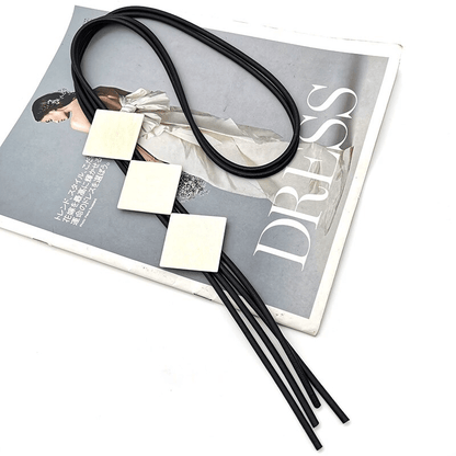 Square Wood Pendant Necklaces for / Elasticity Rubber Long Necklace / Clothes Accessories