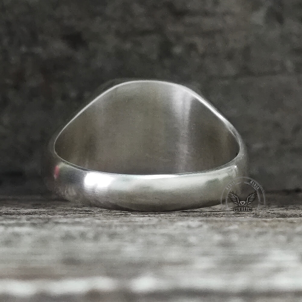 Square Cactus Cowboy Skull Sterling Silver Western Ring