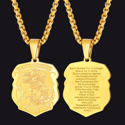 Archangel St. Michael Necklace Medal Shield Pendant for