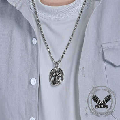 St. Michael Cross Shield Stainless Steel Pendant
