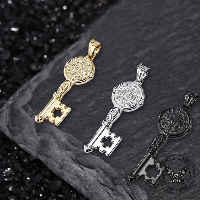 St. Benedict Medal Key Stainless Steel Pendant