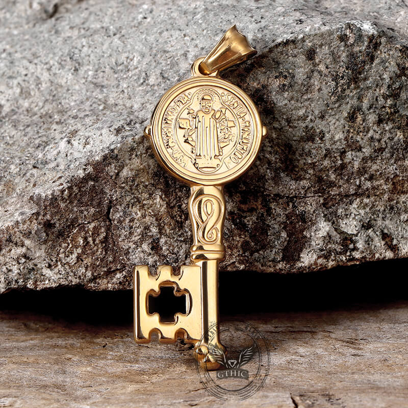 St. Benedict Medal Key Stainless Steel Pendant