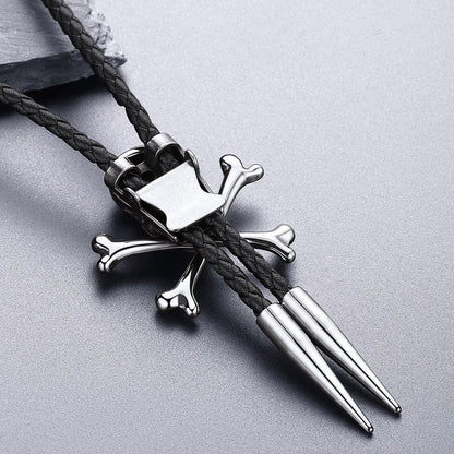 Cowboy Crossbone Skull Bolo Tie for