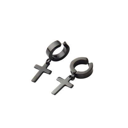 Stainless Steel Dangle Earrings in Punk Style / Cross Earrings