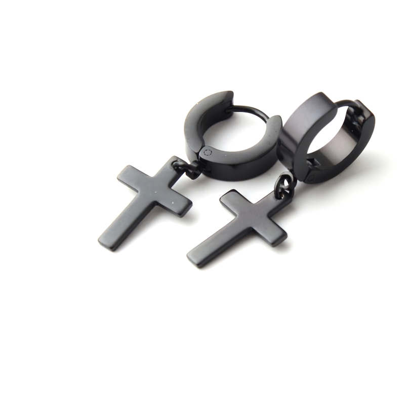 Stainless Steel Dangle Earrings in Punk Style / Cross Earrings