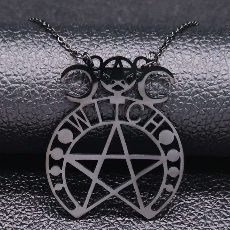 Stainless Steel Gothic Pendant / Pendant With Witchcraft Pentagram / Jewelry