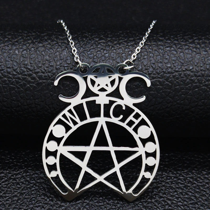 Stainless Steel Gothic Pendant / Pendant With Witchcraft Pentagram / Jewelry