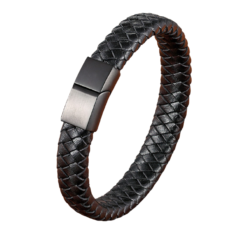 Stainless Steel Magnetic Clasp Bracelet for / Classic Genuine Leather Bracelet