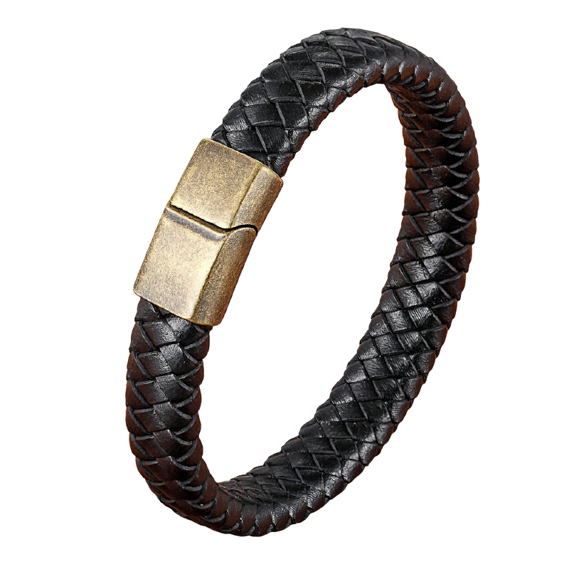 Stainless Steel Magnetic Clasp Bracelet for / Classic Genuine Leather Bracelet