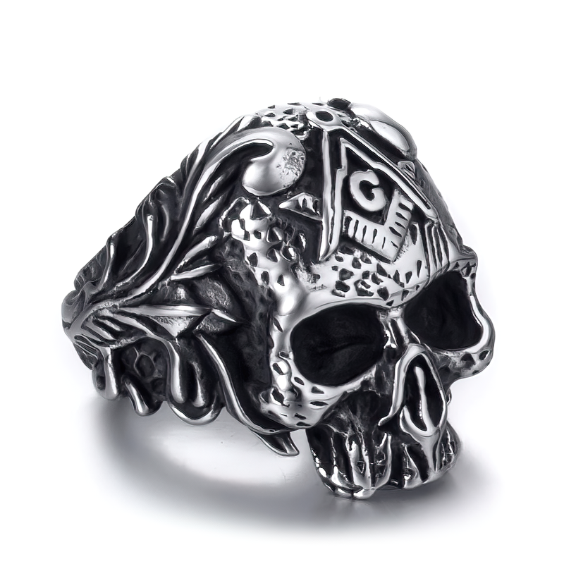 Stainless Steel Masons Skull Ring / and Biker Jewelry