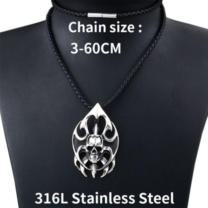 Stainless Steel Pendant of Skull / Rock Style Necklace / Gothic Jewelry