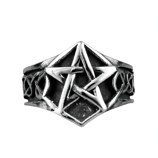 Stainless Steel Pentagram Rings / Pagan Star Jewelry for and