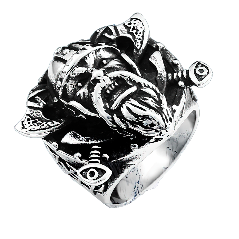 Stainless Steel Vikings Ring for and / Jewelry Ring With Odin's Shield