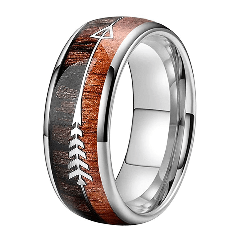 Stainless Steel Rings With Arrow / Wood Pattern Ring for and / Cool Jewelry