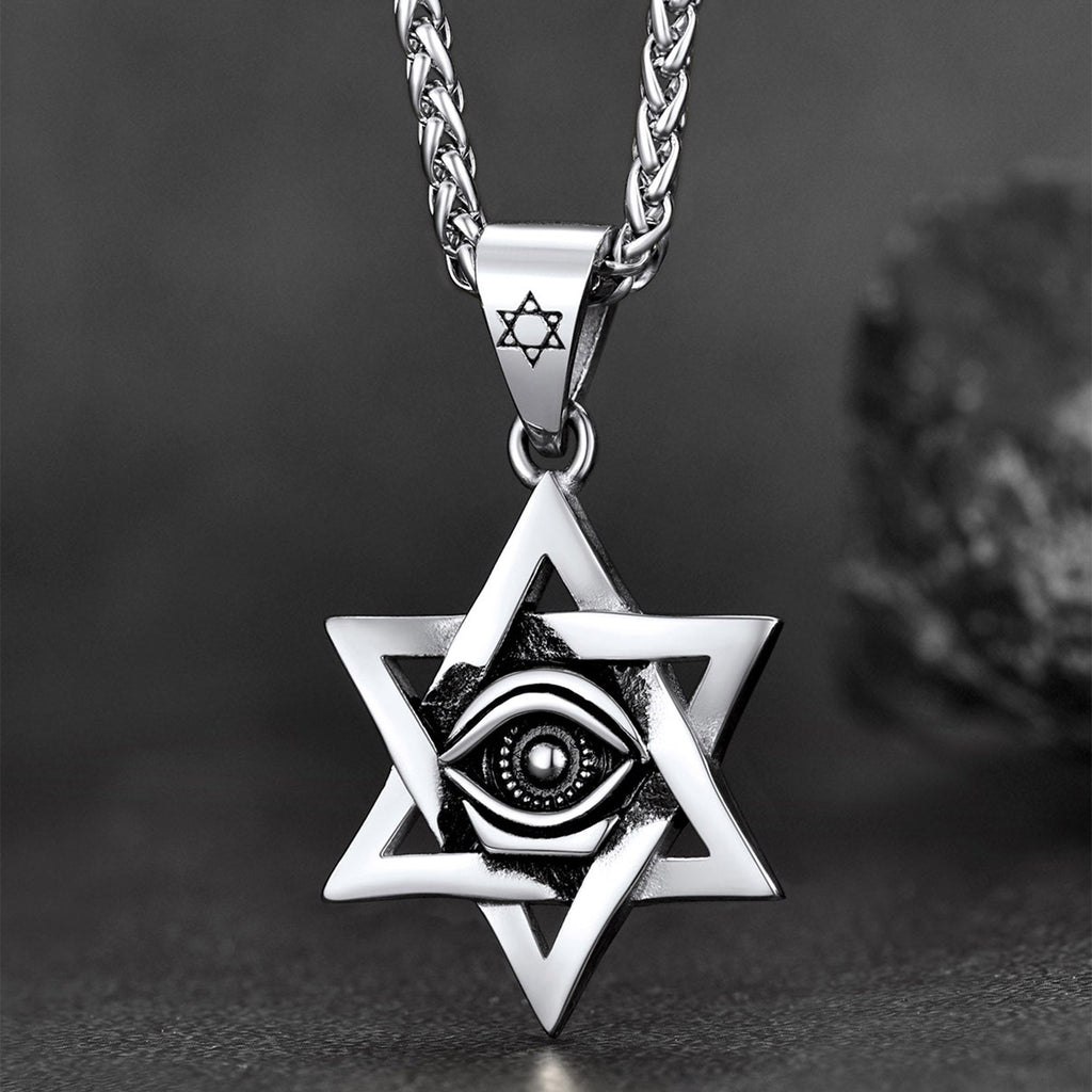 Star of David Necklace Pendant With Eye of God for