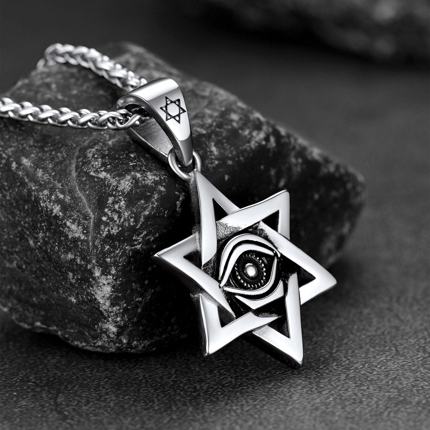 Star of David Necklace Pendant With Eye of God for