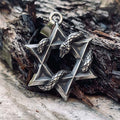 Star of David Curled Snake Stainless Steel Pendant