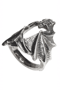 Stealth Bat Ring With Outstretched Wings in Antiqued Pewter