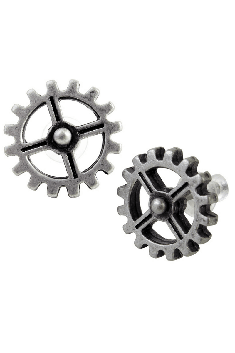 Steampunk Gear Earrings With Pewter Design