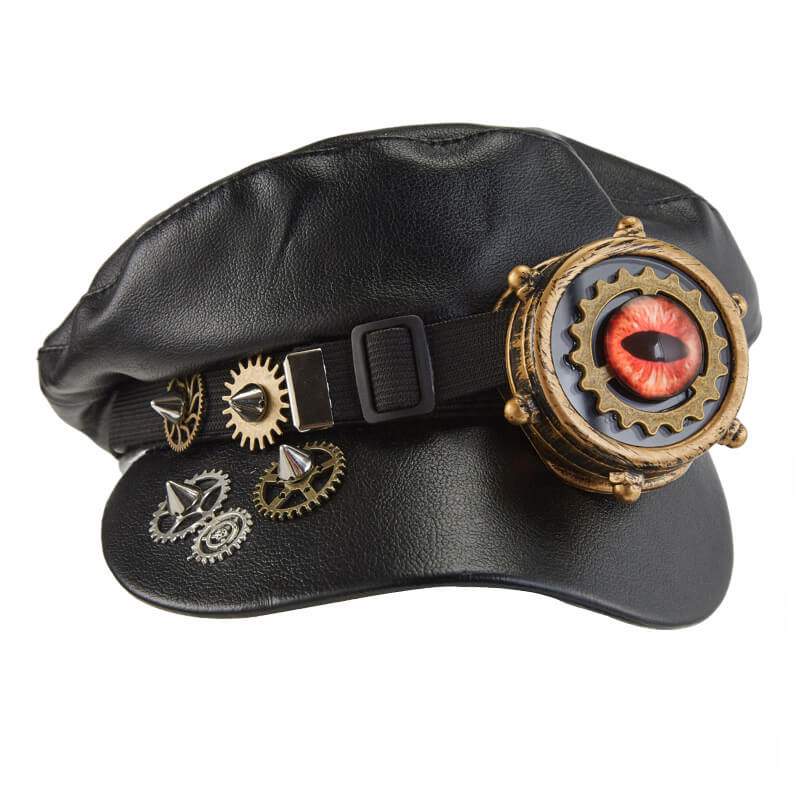 Steampunk Gears Evil Eye Newsboy Cap