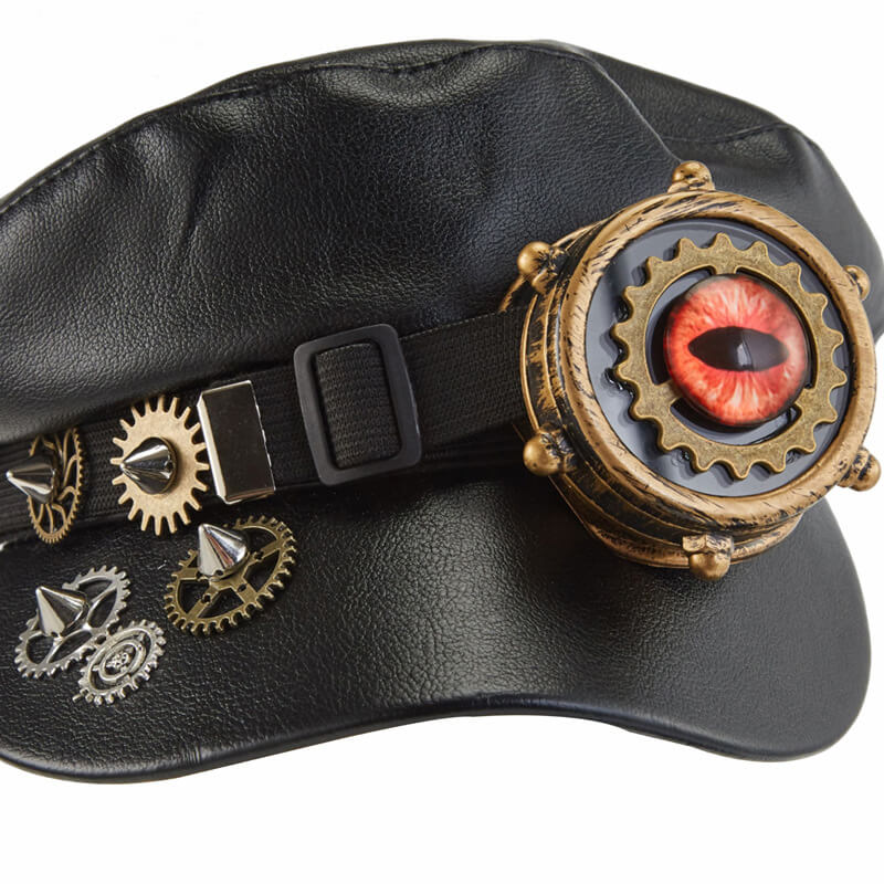 Steampunk Gears Evil Eye Newsboy Cap