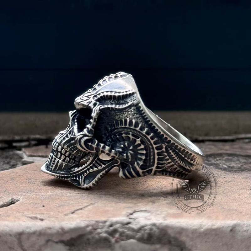 Steampunk Sterling Silver Skull Ring