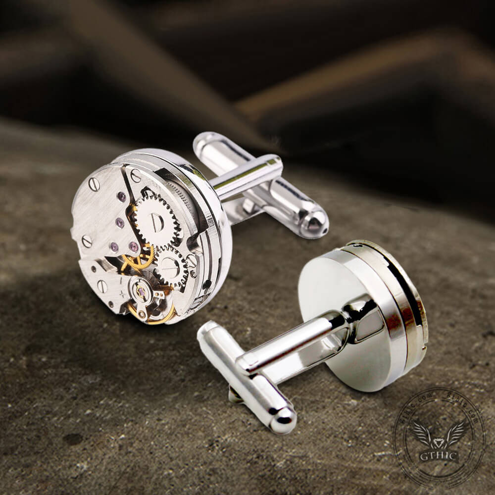 Steampunk Watch Stainless Steel Cufflinks