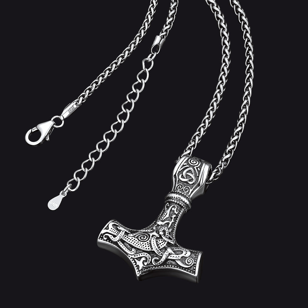 Norse Viking Thor's Hammer Necklace Mjolnir Pendant for