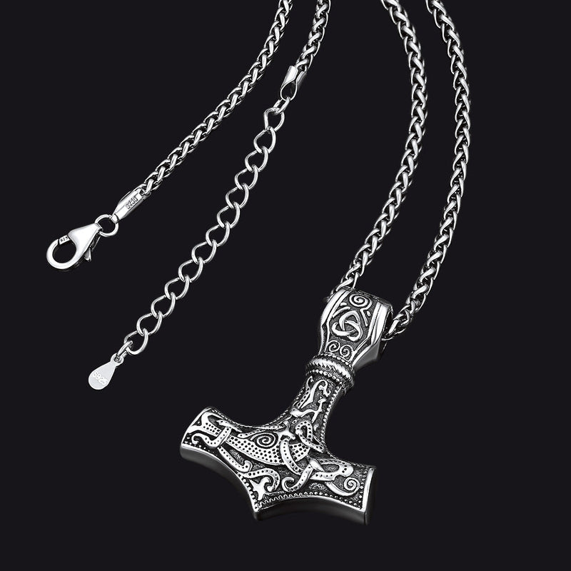 Norse Viking Thor's Hammer Necklace Mjolnir Pendant for