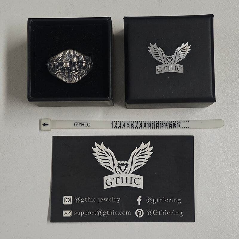 Stitched Skull Sterling Silver Gothic Ring