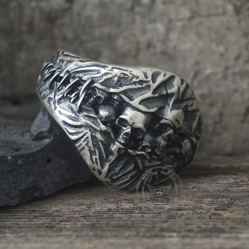 Stitched Skull Sterling Silver Gothic Ring