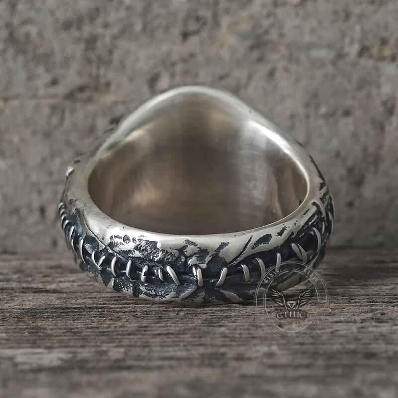 Stitched Skull Sterling Silver Gothic Ring