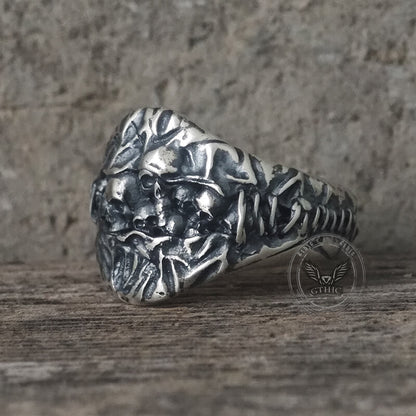 Stitched Skull Sterling Silver Gothic Ring